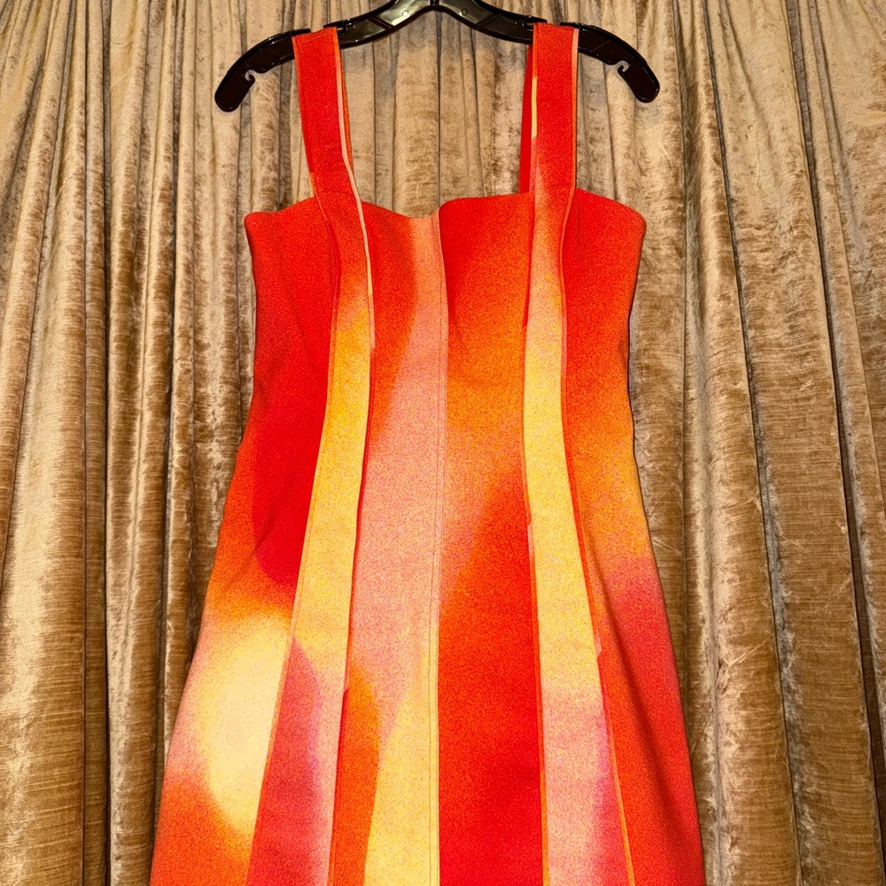 Jonathan Simkhai Red and Orange Striped Mini Dress